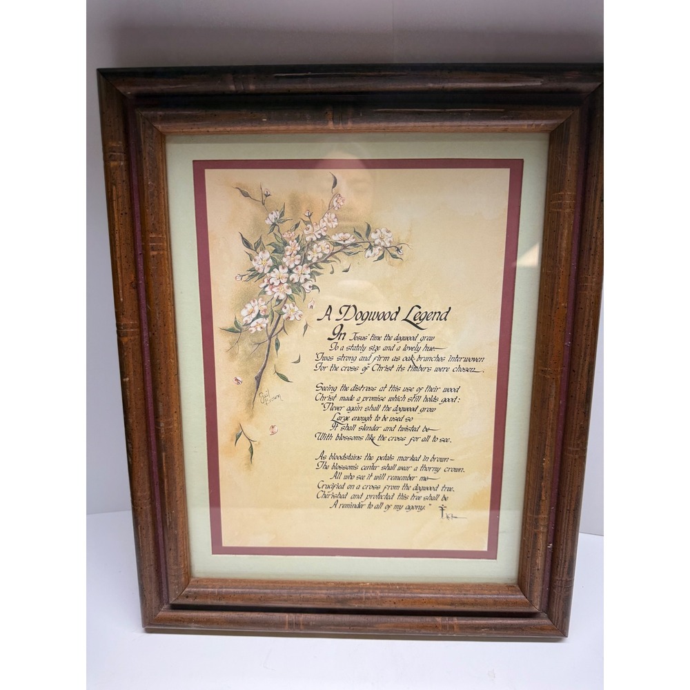 Gail Brown A Dogwood Legend Framed Art ChristianPoem Floral Religious Wall Decor